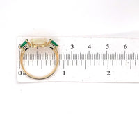 18k Yellow Gold 1.76ct Genuine Natural Opal and Emerald Ring Jewelry (#J5629)