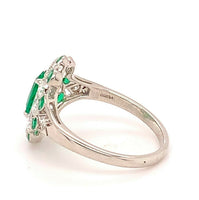Fine Platinum Genuine Natural Emerald and Diamond Ring (#J4857)