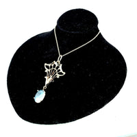 14k White Gold Oval 2.84ct Genuine Natural Moonstone Pendant (#J5367)