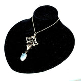 14k White Gold Oval 2.84ct Genuine Natural Moonstone Pendant (#J5367)