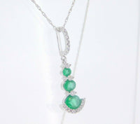 14k Gold Pendant with Genuine Natural .54ct Emeralds and .11ct Diamonds (#J646)