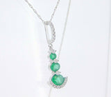 14k Gold Pendant with Genuine Natural .54ct Emeralds and .11ct Diamonds (#J646)