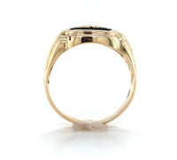 10k Yellow Gold Men's Genuine Natural Black Onyx Ring with Initial (#J6363)