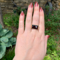 14k Yellow Gold Men's Modern Genuine Natural Garnet Ring Size 8.5 (#J7305)