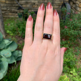 14k Yellow Gold Men's Modern Genuine Natural Garnet Ring Size 8.5 (#J7305)