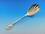 Medallion by Wendt Sterling Silver Berry Spoon Shell Bowl Gold Washed 8 3/4"