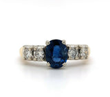 14k Yellow Gold 1.52 Carat Genuine Natural Sapphire and Diamond Ring (#J5570)