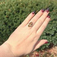 10k Gold Filigree Ring with Marquise 4.51 Carat Genuine Natural Citrine (#J6410)