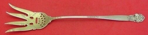 Georgian by Towle Sterling Silver Lettuce Fork Fancy Pierced Gold Washed 9 3/8"