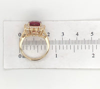 14k Yellow Gold 3.75 Carat Genuine Natural Garnet Ring w/ Diamond Halo (#J6765)
