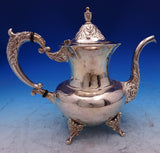 Chrysanthemum Japanese .950 Silver Tea Set 4pc with Silverplate Tray (#8818)