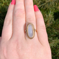 14k Yellow Gold High Dome Genuine Natural Moonstone Ring Handwrought (#J6495)