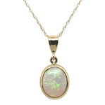14k Gold Oval 1.23 Carat Australian Genuine Natural Opal Pendant Bezel (#J6714)