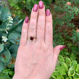 14k Yellow Gold 2.20 Carat Round Red Garnet Bamboo Setting Size 7. 25 (#J7407)