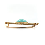 Victorian 14k Yellow Gold Genuine Natural Turquoise Bar Pin Jewelry (#J6047)