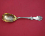Strawberry by Durgin Coin Silver Preserve Spoon GW brite-cut flowers in bowl 7"