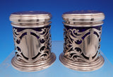 Broadway & Co English Sterling Silver Salt Pepper Shaker Set Cobalt Liners #9194