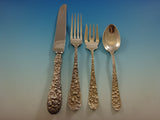 Rose by Stieff Sterling Silver Flatware Set For 8 Service 47 Pieces Repousse