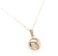 14k Yellow Gold Very Small Round Locket with Engraved Heart and Chain (#J7007)