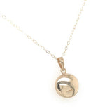 14k Yellow Gold Very Small Round Locket with Engraved Heart and Chain (#J7007)