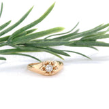 14k Yellow Gold Men's Belcher Ring w/European Cut Genuine Natural Diamond #J7398