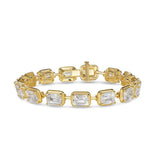 Anna Zuckerman Luxury Diamond-Coated CZ Link Tennis Bracelet 925 Silver New