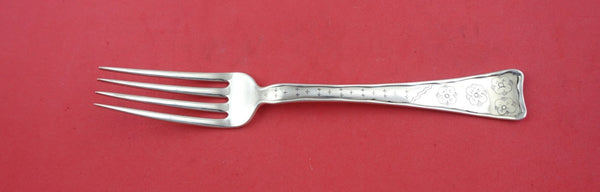 Lap Over Edge Hand Engraved By Tiffany Sterling Dinner Fork w/ flowers 8"