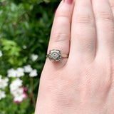 18k White Gold Art Deco Genuine Natural Diamond RIng Hand Engraved 5 (#J7290)