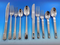 Designer Mixed Stainless Steel Flatware Set #1 Service 62 Pieces Modern Unused