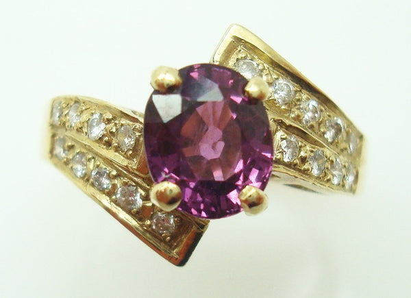 14k Gold 1.84ct Raspberry Genuine Natural Sapphire and Diamond Ring (#J507)