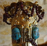 Asian Silver Gilt Tussie Mussie Posey Posy Holder w/ Garnets Turquoise (#J1244)