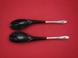 Sculptured Rose by Towle Sterling Silver Salad Serving Set 2pc Nylon 12 1/4"