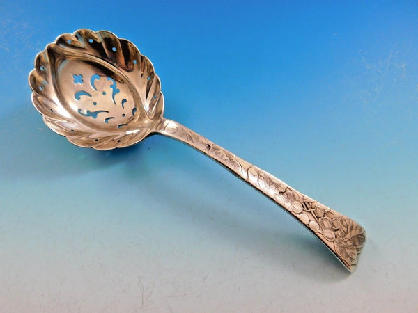 Lap Over Edge Acid Etched by Tiffany Sterling Silver Sugar Sifter w/ Currants 7"