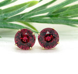 14k Yellow Gold 8.85 Carat TW Rhodolite Genuine Garnet Stud Earrings (#J7381)