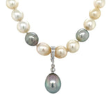 14k Gold Large 14.2mm Black Tahitian Pearl Enhancer Pendant Peacock Color #J7030
