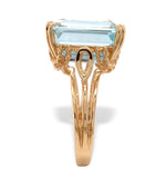 14k Yellow Gold 10 Carat Emerald Cut Genuine Natural Aquamarine Ring (#J7415)