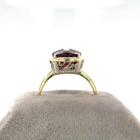 14k Yellow Gold 4.5ct Genuine Natural Rhodolite Garnet Filigree Ring (#J6149)