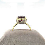 14k Yellow Gold 4.5ct Genuine Natural Rhodolite Garnet Filigree Ring (#J6149)