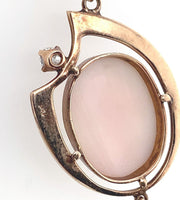 10k Yellow Gold Angel Skin Shell Cameo and Diamond Pendant Jewelry (#J6062)