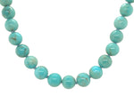 14k Gold Clasp 8mm Kingman Genuine Turquoise Strand Beads Necklace 18.5" #J7327