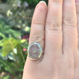 14k White Gold Genuine Natural Filigree Rock Crystal Diamond Ring (#J6206)
