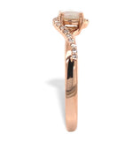 14k Rose Gold Genuine Natural Australian Opal and Diamond Ring Size 7 (#J7489)