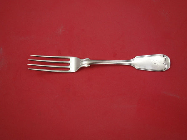 Fiddle Thread by HT Deburn & Bros Coin Silver Dinner Fork 8" Vintage Flatware