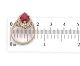 Art Deco 12k Gold Filigree Synthetic Lab-Created Ruby Ring Size 6.25 (#J7506)