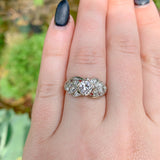 14k White Gold Vintage .50ct Genuine Diamond Engagement Ring w/GIA Report #J6748