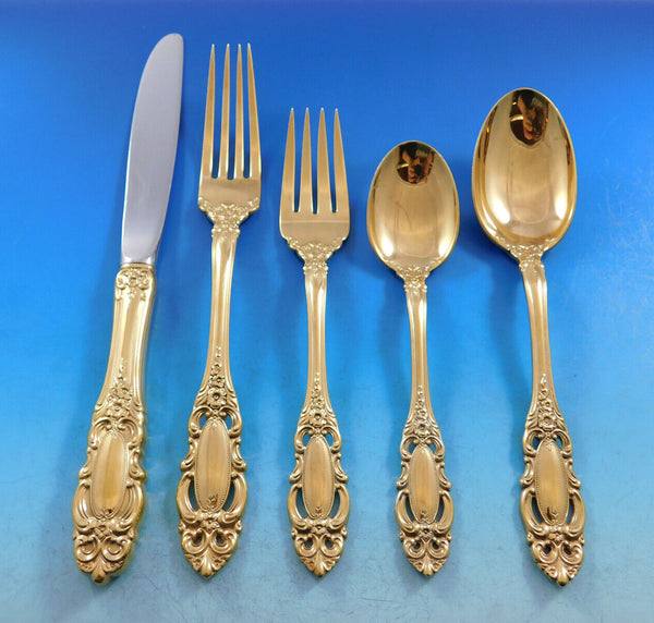 Grand Duchess Gold by Towle Sterling Silver Flatware Set 12 Service 60 pc Dinner