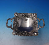 Silver on Copper Candy Dish Square with Handles Fancy Roses 5 3/4" (#6487)