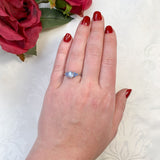 Platinum 1.13 Carat Genuine Natural Moonstone and Blue Sapphire Ring (#J7170)