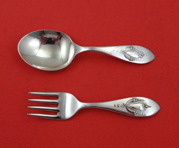 Mount Vernon by Lunt Sterling Silver Baby Set 2pc Original 3 5/8" Infant Child's