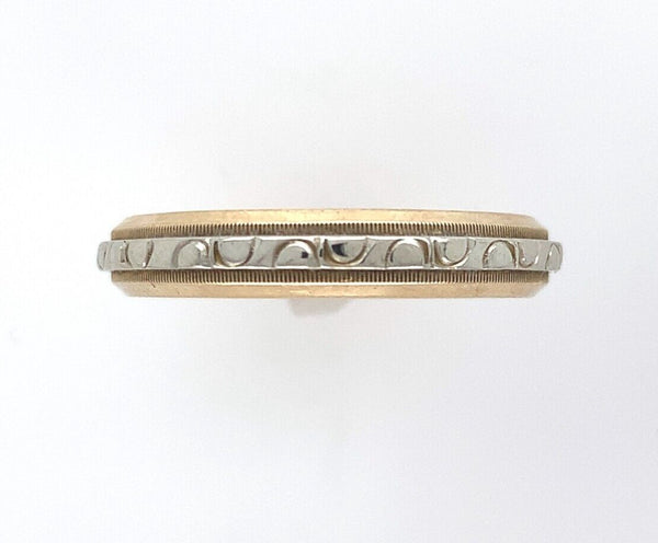 14k White and Yellow Gold Wedding Band Ring Jewelry Size 6.5 (#J5896)